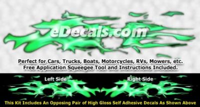 FLM949 Green Realistic Flame Graphic Decal