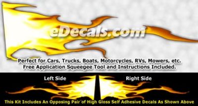 FLM950 Yellow Realistic Flame Graphic Decal