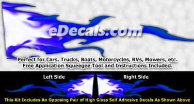 FLM953 Blue Realistic Flame Graphic Decal