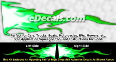 FLM954 Green Realistic Flame Graphic Decal