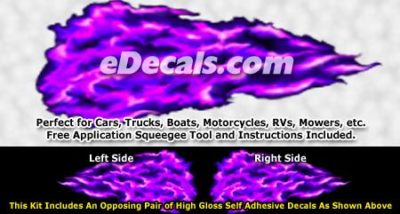 FLM957 Purple Realistic Flame Graphic Decal