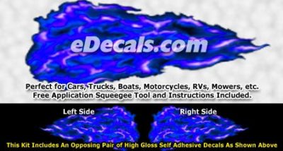 FLM958 Blue Realistic Flame Graphic Decal