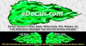 FLM959 Green Realistic Flame Graphic Decal