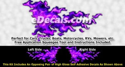 FLM962 Purple Realistic Flame Graphic Decal