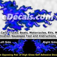  FLM963 Blue Realistic Flame Graphic Decal