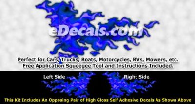 FLM963 Blue Realistic Flame Graphic Decal