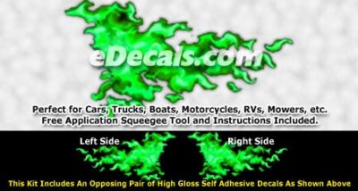 FLM964 Green Realistic Flame Graphic Decal