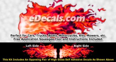 FLM966 Red Realistic Flame Graphic Decal
