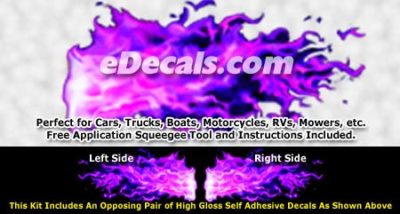 FLM967 Purple Realistic Flame Graphic Decal