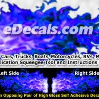  FLM968 Blue Realistic Flame Graphic Decal