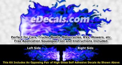 FLM968 Blue Realistic Flame Graphic Decal