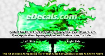 FLM969 Green Realistic Flame Graphic Decal