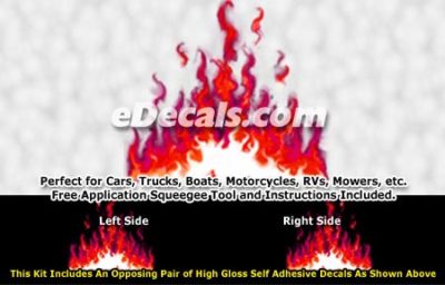 FLM971 Red Realistic Flame Graphic Decal
