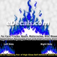  FLM973 Blue Realistic Flame Graphic Decal
