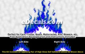 FLM973 Blue Realistic Flame Graphic Decal