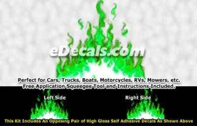 FLM974 Green Realistic Flame Graphic Decal