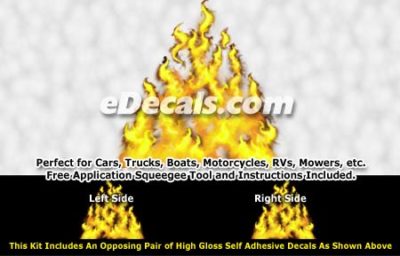 FLM975 Yellow Realistic Flame Graphic Decal