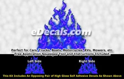 FLM978 Blue Realistic Flame Graphic Decal