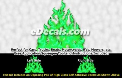 FLM979 Green Realistic Flame Graphic Decal