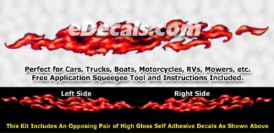 FLM981 Red Realistic Flame Graphic Decal