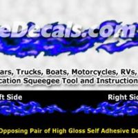  FLM983 Blue Realistic Flame Graphic Decal