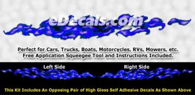 FLM983 Blue Realistic Flame Graphic Decal