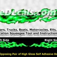  FLM984 Green Realistic Flame Graphic Decal