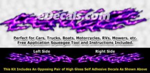 FLM987 Purple Realistic Flame Graphic Decal