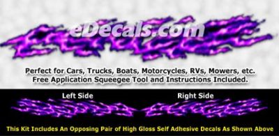 FLM987 Purple Realistic Flame Graphic Decal