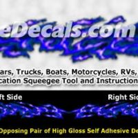  FLM988 Blue Realistic Flame Graphic Decal