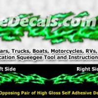  FLM989 Green Realistic Flame Graphic Decal