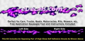 FLM992 Purple Realistic Flame Graphic Decal
