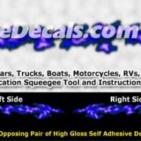  FLM993 Blue Realistic Flame Graphic Decal
