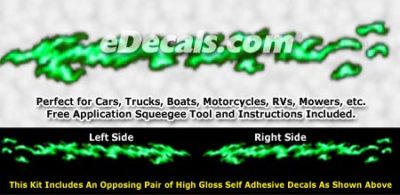FLM994 Green Realistic Flame Graphic Decal