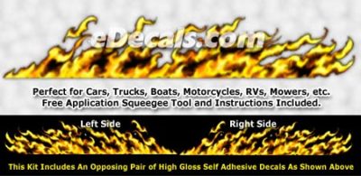 FLM995 Yellow Realistic Flame Graphic Decal