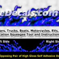  FLM998 Blue Realistic Flame Graphic Decal