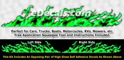 FLM999 Green Realistic Flame Graphic Decal