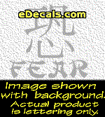  KAN179 Japanese Chinese Asian Kanji Fear w/Wording Decal