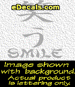  KAN205 Japanese Chinese Asian Kanji Smile w/Wording Decal