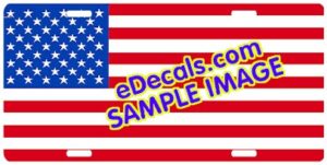 LIC101 Standard American Flag Aluminum License Plate