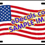 LIC103 American Flag Waving Aluminum License Plate