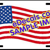  LIC103 American Flag Waving Aluminum License Plate