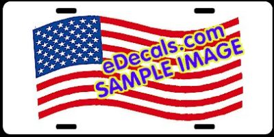 LIC103 American Flag Waving Aluminum License Plate