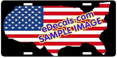 LIC104 American Flag USA Cutout Aluminum License Plate