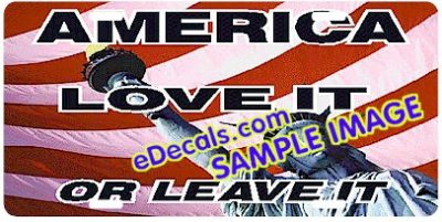 LIC106 American Flag Love It or Leave It Aluminum License Plate