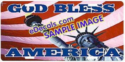 LIC108 American Flag God Bless America Aluminum License Plate