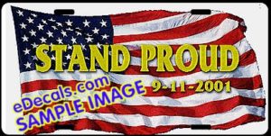 LIC109 American Flag Stand Proud Aluminum License Plate