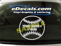  SPT114 Add Your Name Baseball Ball Sport Cartoon Decal