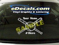  SPT128 Add Your Name Baseball Bat Sport Cartoon Decal
