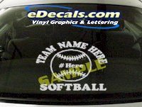  SPT186 Softball Team Name Here Ball Sports Cartoon Decal